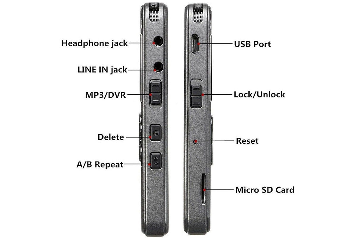 8G Rechargeable LCD Digital Audio Voice Recorder Dictaphone MP3 Player Expandable Up To 128G