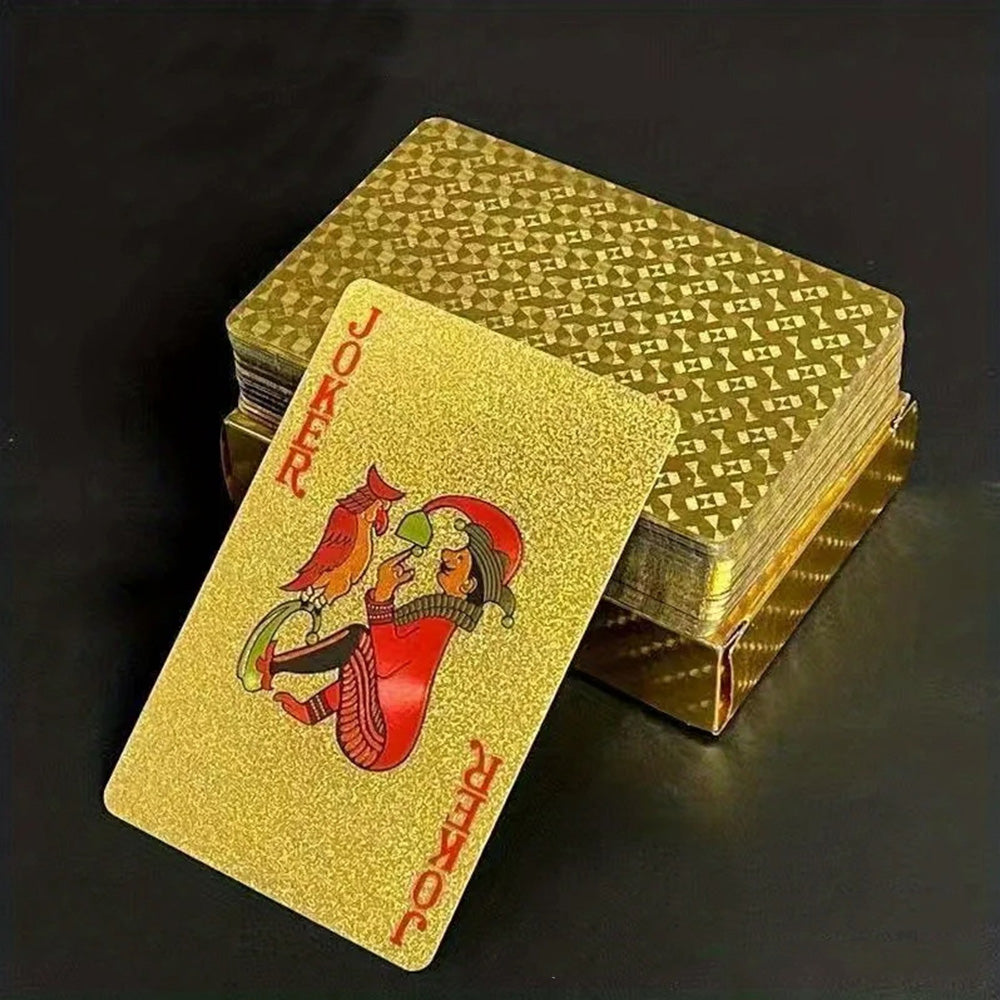Waterproof Playing Cards Set Plastic Deck of Cards Poker Game Set for Party Camping Travel On-the-Go Gold
