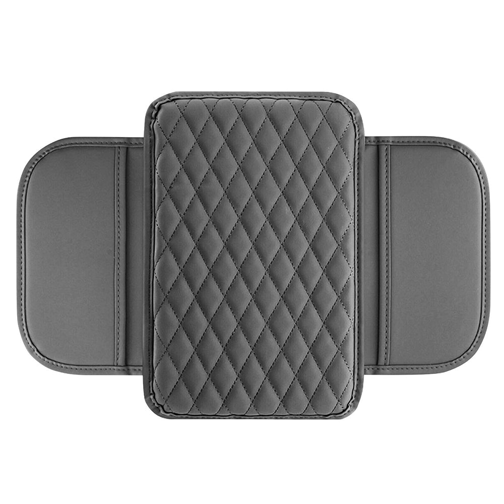 Car Center Console Cover PU Leather Car Armrest Box Cushion with 2 Storage Bags Black