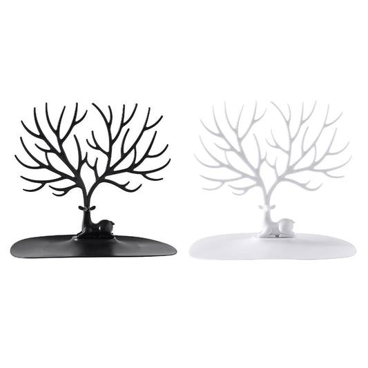 2Pcs Deer Tree Jewelry Display Organizer Necklace Earring Ring Stand Holder Show Rack