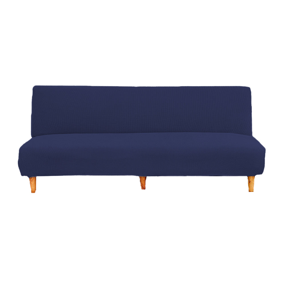Armless Couch Cover Stretch Sofa Cover with Elastic Bottom -Blue