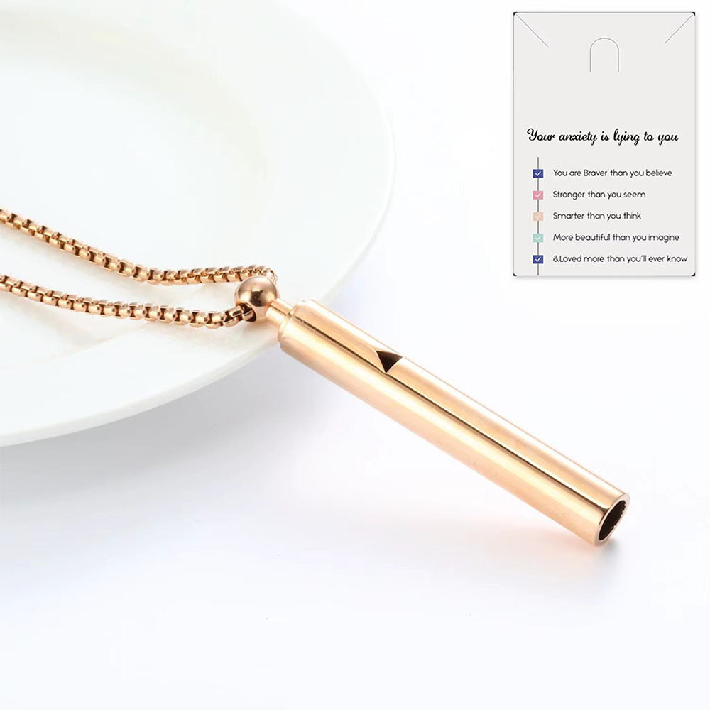 Meditation Necklace Triangle Cutout Necklace Stress Reducing Breathing Necklace Rose Gold
