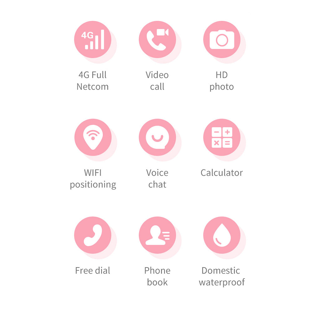 Touch Screen 4G Smart Watch Positioning Video Call Watch with Camera for Kids Pink