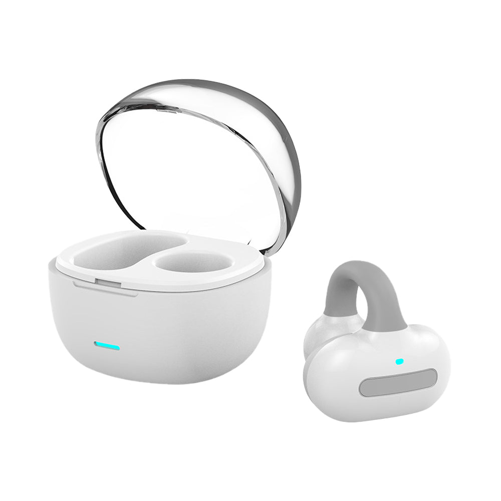 MG8 Wireless Bluetooth 5.2 Single Earphone Ear-clip Headphones TWS Sports Earbuds with Charging Case White