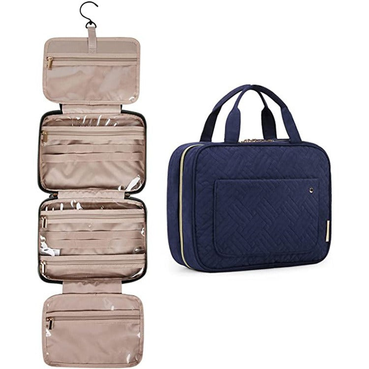 Hanging wash Bag Portable Cosmetic Bag with Hanging Hook -Navy