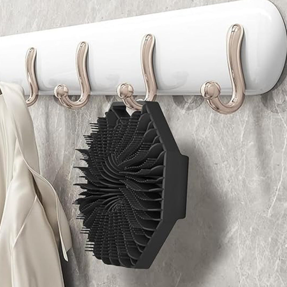 Silicone Body Scrubber Exfoliating Shower Brush with Anti-Slippery Handles Bathing Tool Black