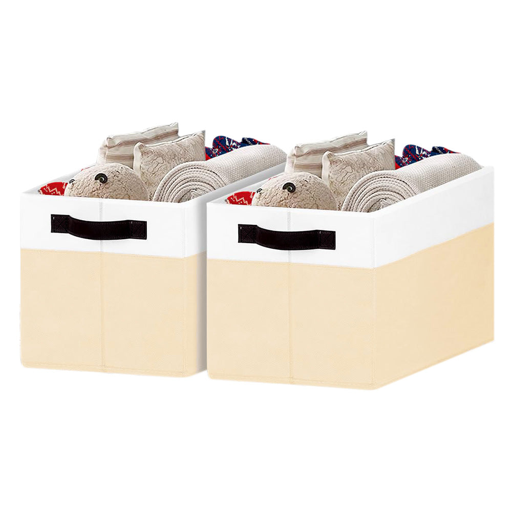 2Pcs Foldable Storage Bins Large Closet Storage Baskets for Clothes Blanket Beddings Towels Beige