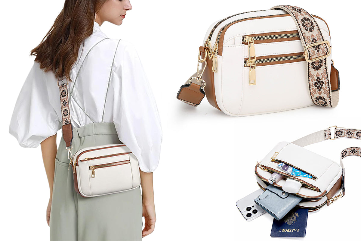 Crossbody Purse for Women Small Crossbody Bags Trendy Vegan PU Leather with Adjustable Shoulder Strap-Beige