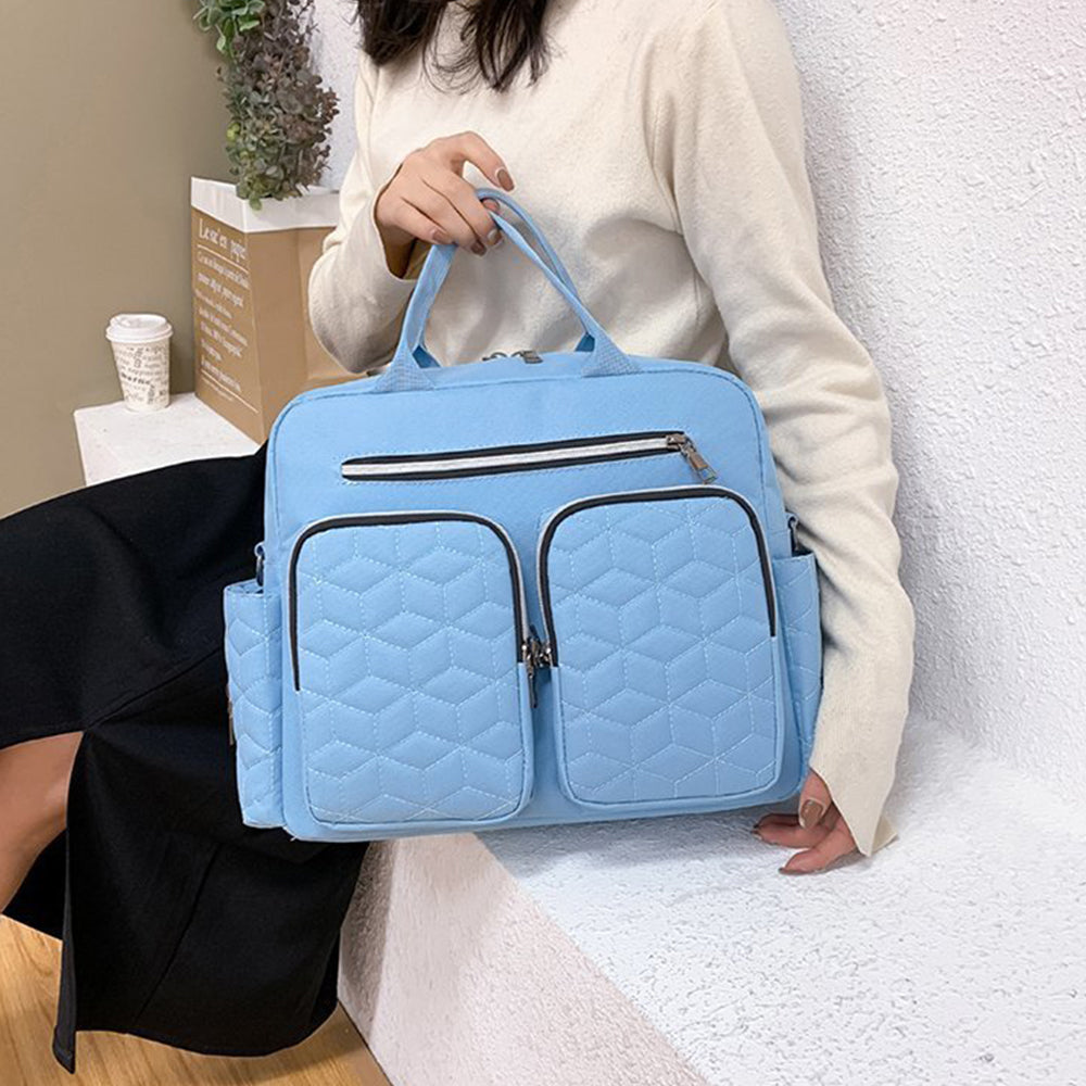 Large Mummy Bag Multi-Pocket Travel Nappy Tote Shoulder Bag Sky Blue