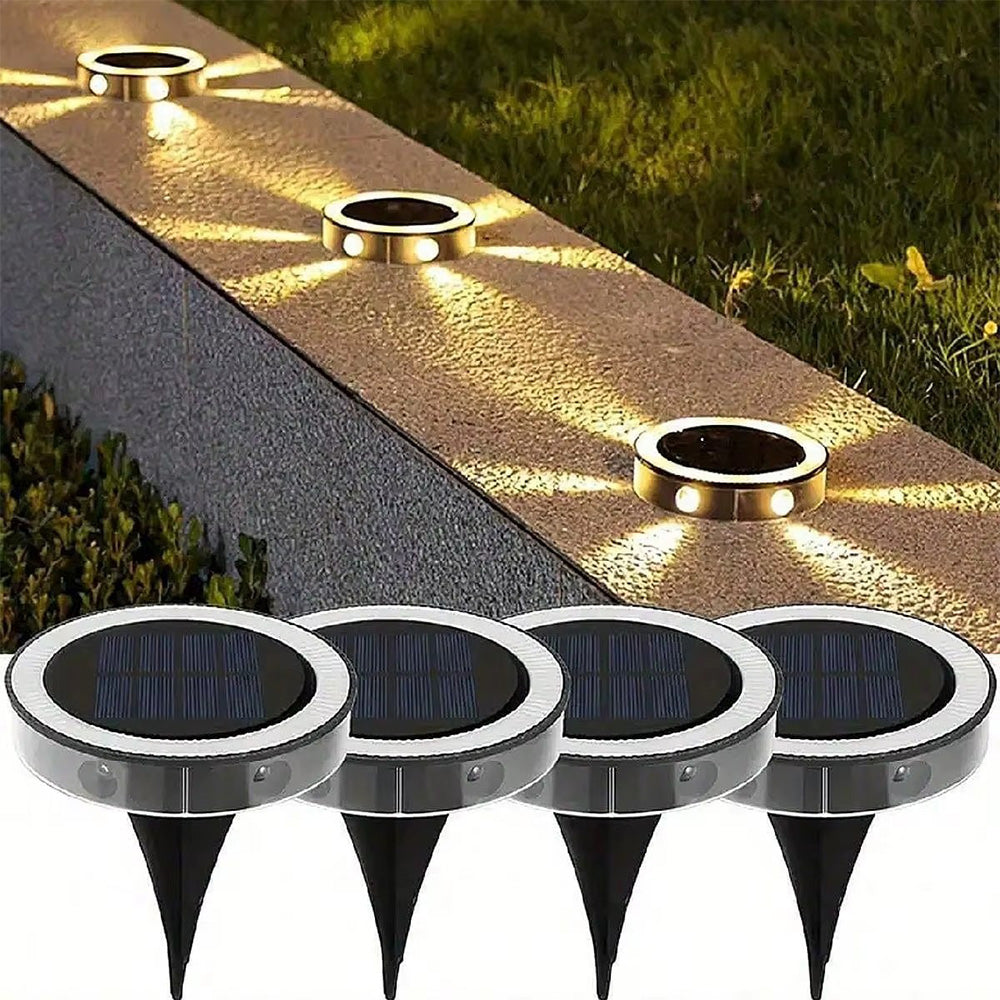 4Pcs Solar Ground Lights Outdoor Bright In-Ground Landscape Lighting Pathway Lawn Patio Yard Deck Decor Warm Light