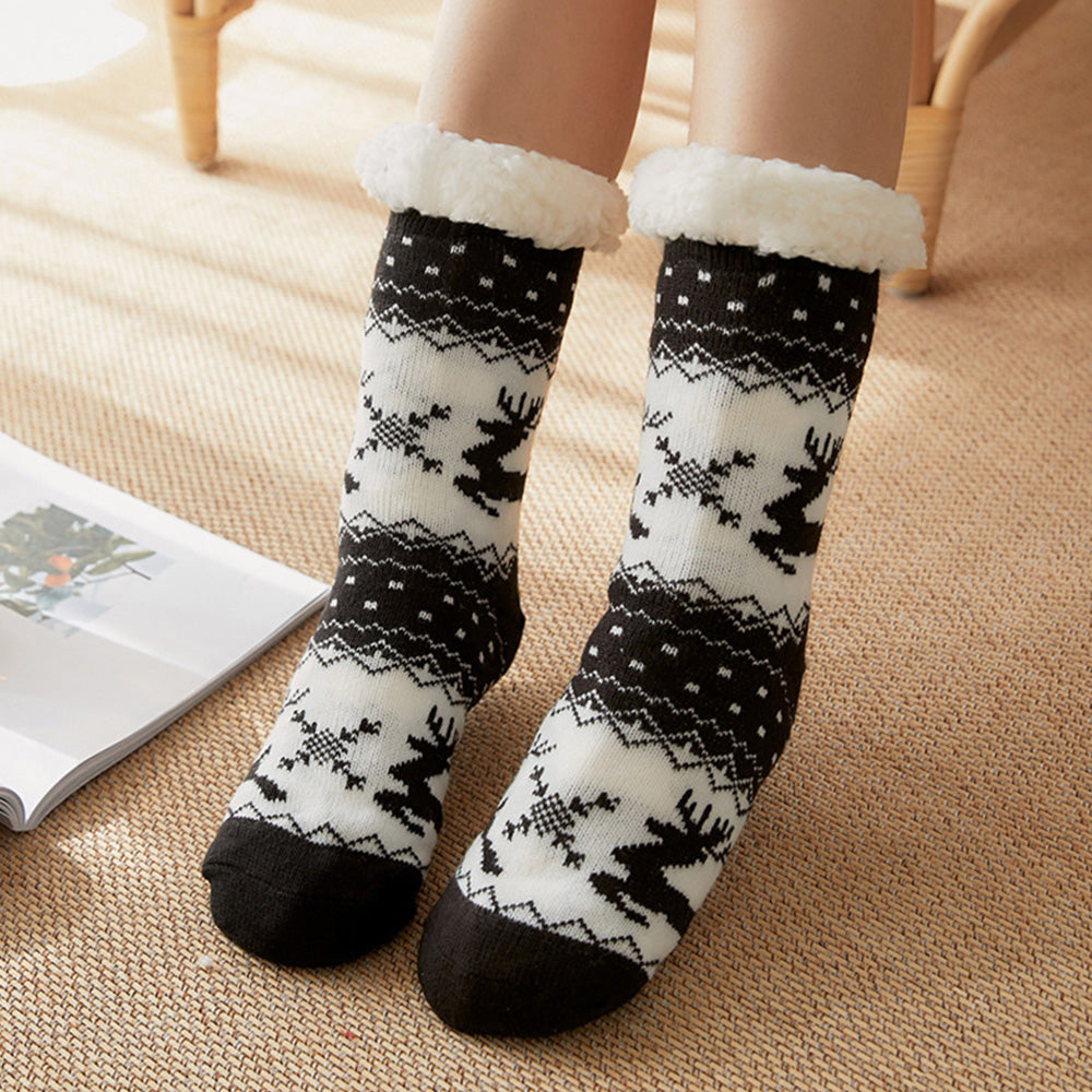 3 Pair of Christmas Non Slip Floor Socks for Women Cozy Plush Fleece Winter Warm House Socks