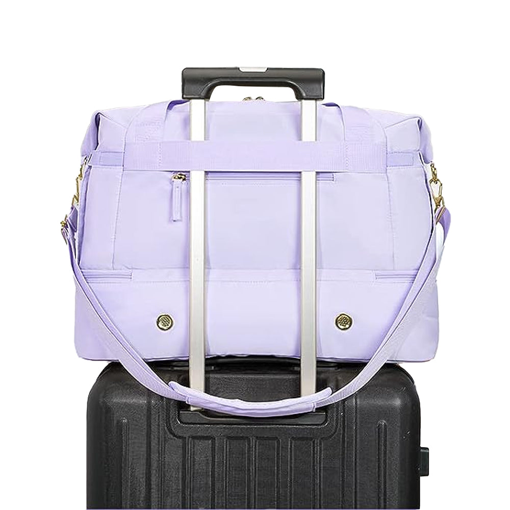 2Pcs Travel Duffel Bag and Toiletry Bag Set Sports Gym Bag with Shoes Compartment Weekender Overnight Bag Purple