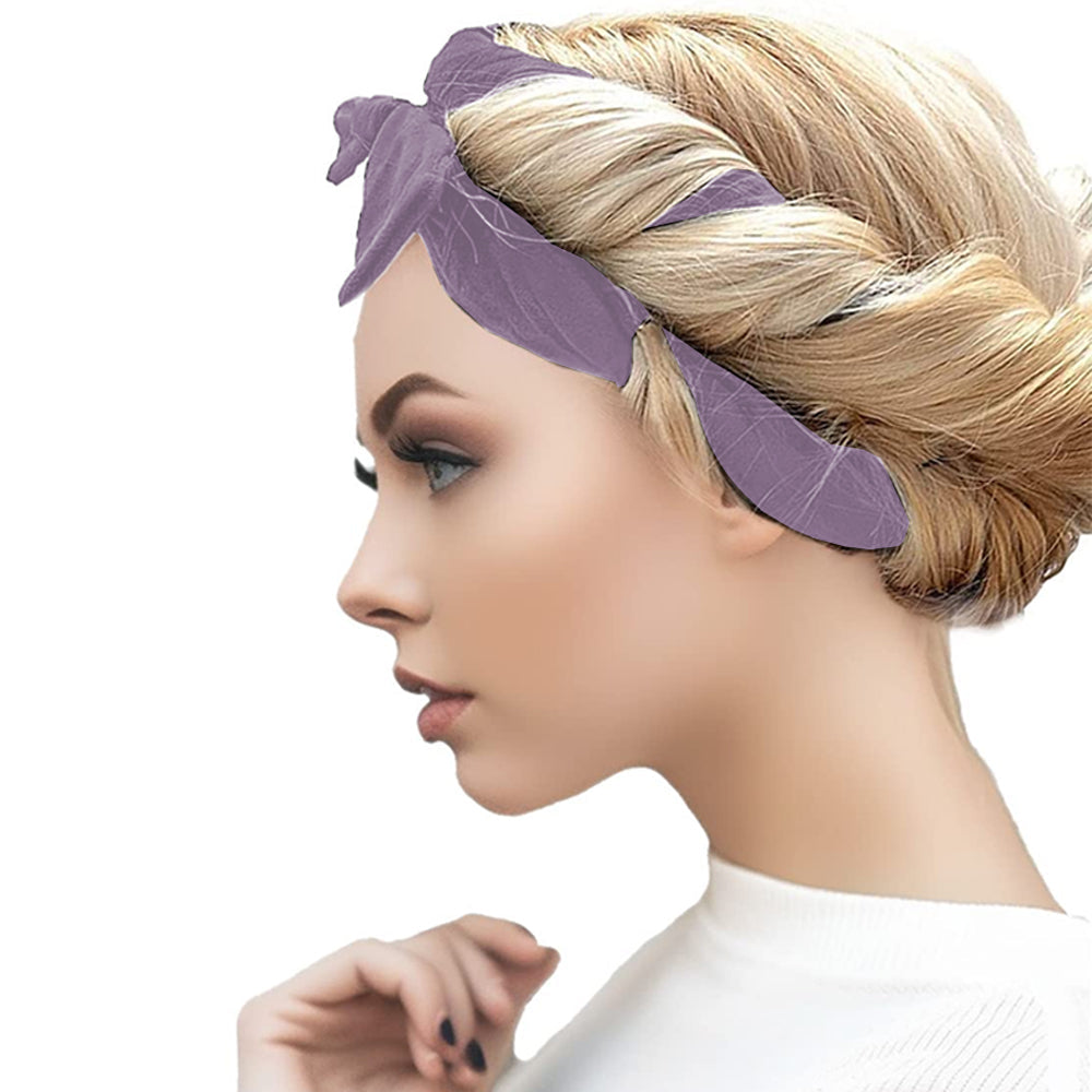 Heatless Curling Rod Headband Set Lazy No Heat Overnight Hair Curler Headband Ties for Women Girls Purple
