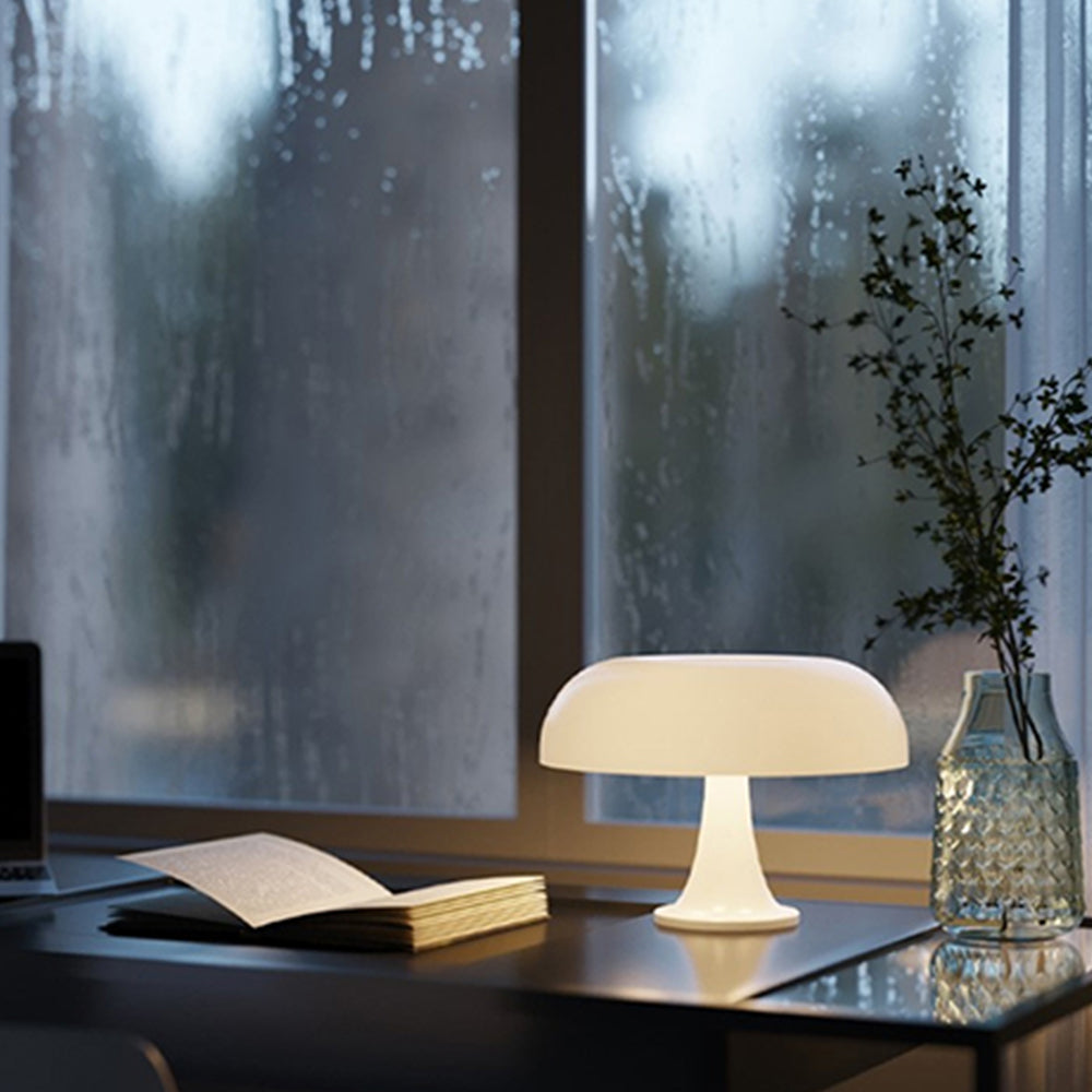Retro LED Mushroom Table Lamp Dimmable Desk Lamp Hotel Bedroom Decoration Beige