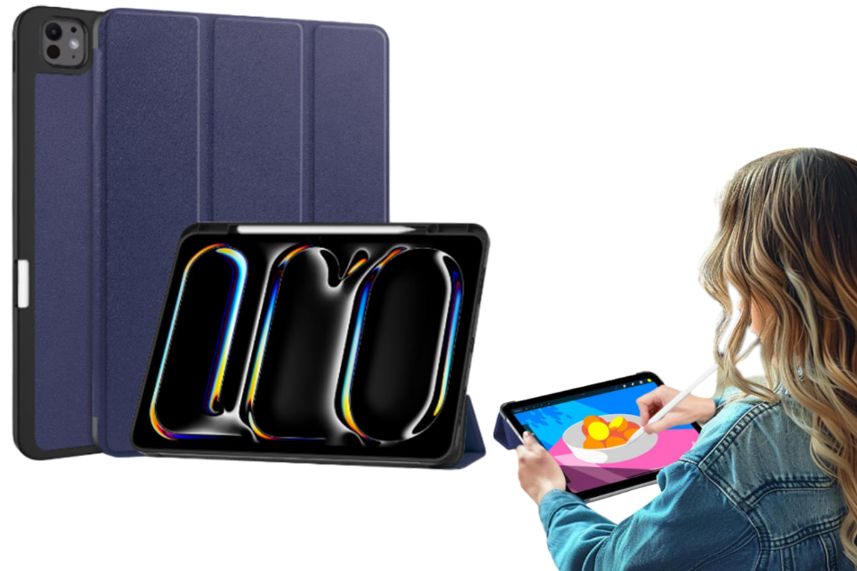 Shockproof Slim Protective Cover For iPad Pro 13 Inch With Pencil Holder-Deep Blue