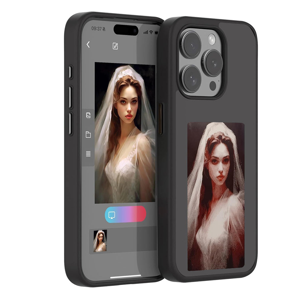 NFC E-Ink Phone Case Smart DIY Photo Rear Projection Screen Phone Case Black