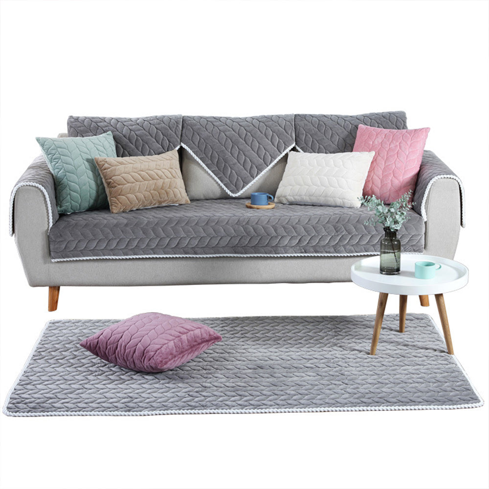 Thick Sofa Blanket Couch Cover Furniture Protector for Kids Children Dog Cat -Grey