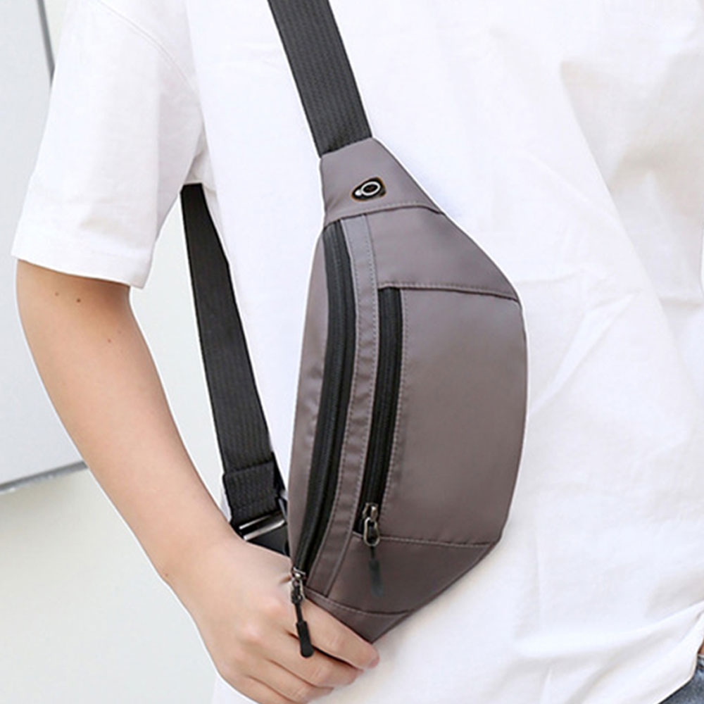 Unisex Waist Fanny Pack Multi-Pockets Running Bum Bag Gray