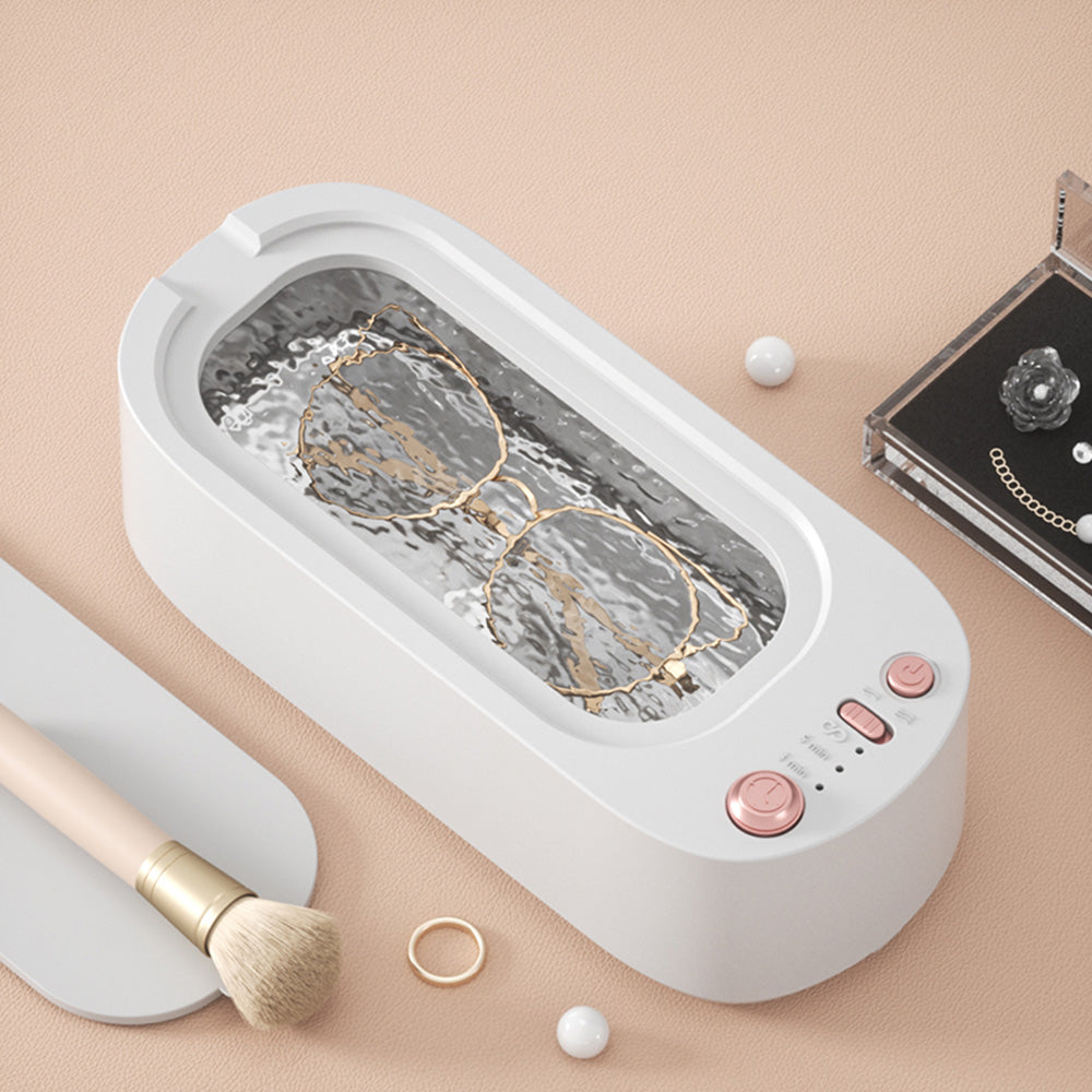 45KHz Ultrasonic Jewelry Cleaning Machine for Jewelry Eyeglasses Rings White