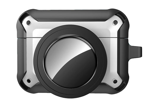 2 in 1 Protective Case for Apple Airpods 3 AirTags Holder with Keychain Shockproof-Silver