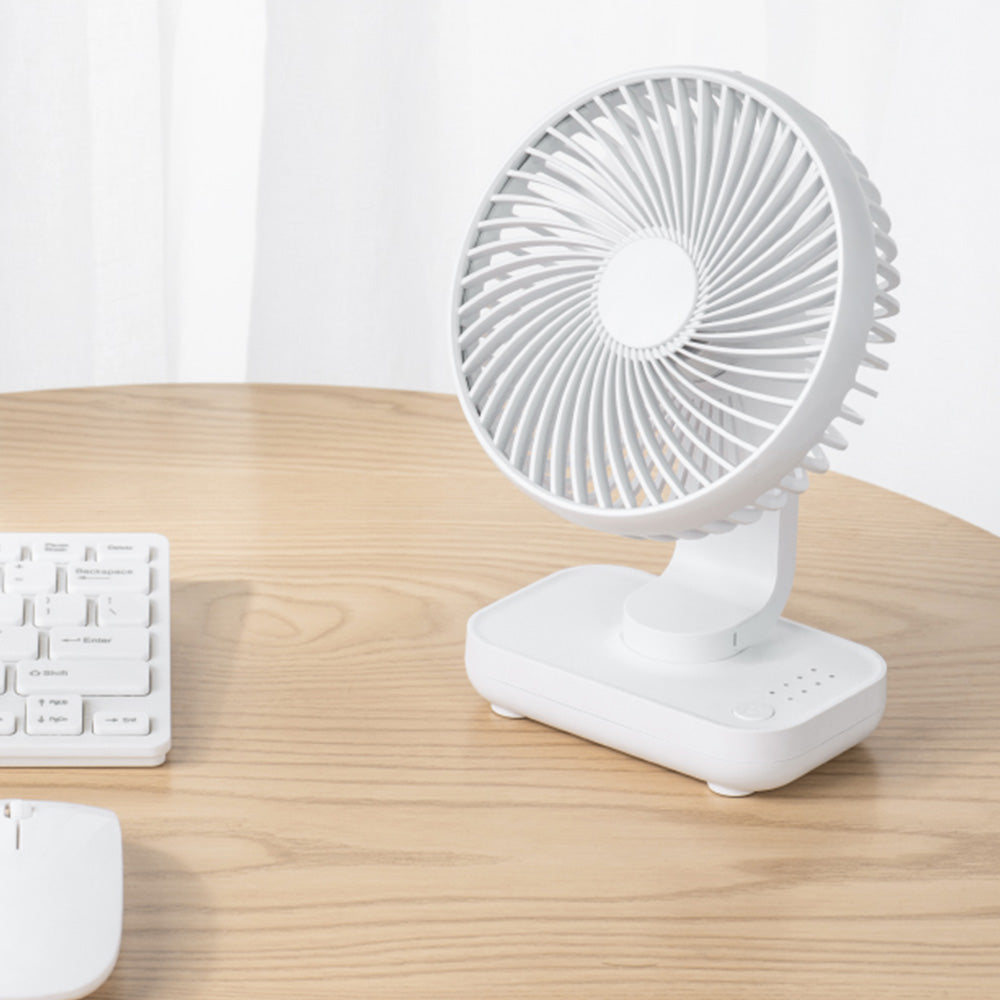 4-Speed Air Circulator Desk Fan Rechargeable Quiet Table Fan for Home Office Dorm White