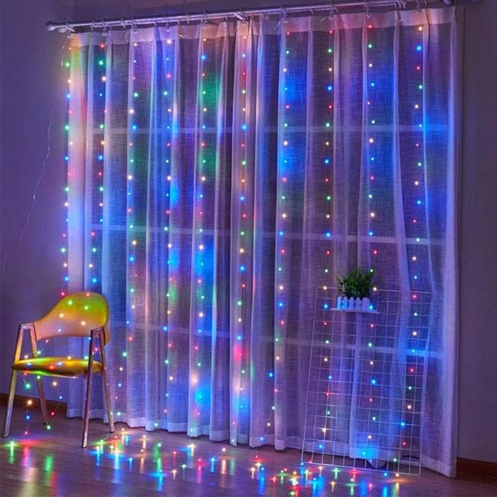 Solar Fairy Curtain Lights ¨C Christmas Hanging String Lights for Window Backdrop Multicolor