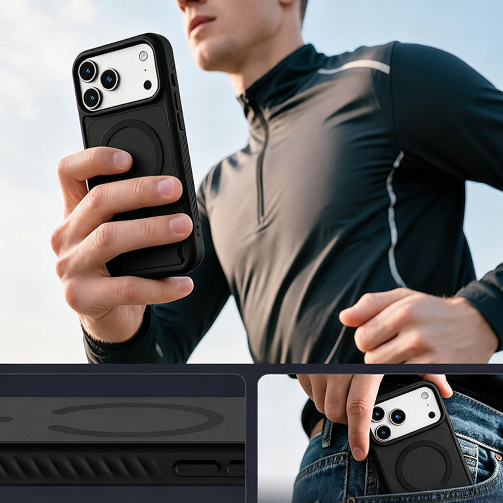 Shockproof Foldable Stand Case for iPhone 18 Series - Black
