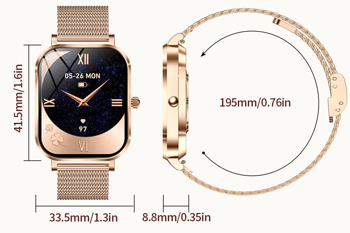 Smart Watch Bluetooth Call Make Calls Musics Fitness Tracker Heart Rate Sleep Monitor -Gold