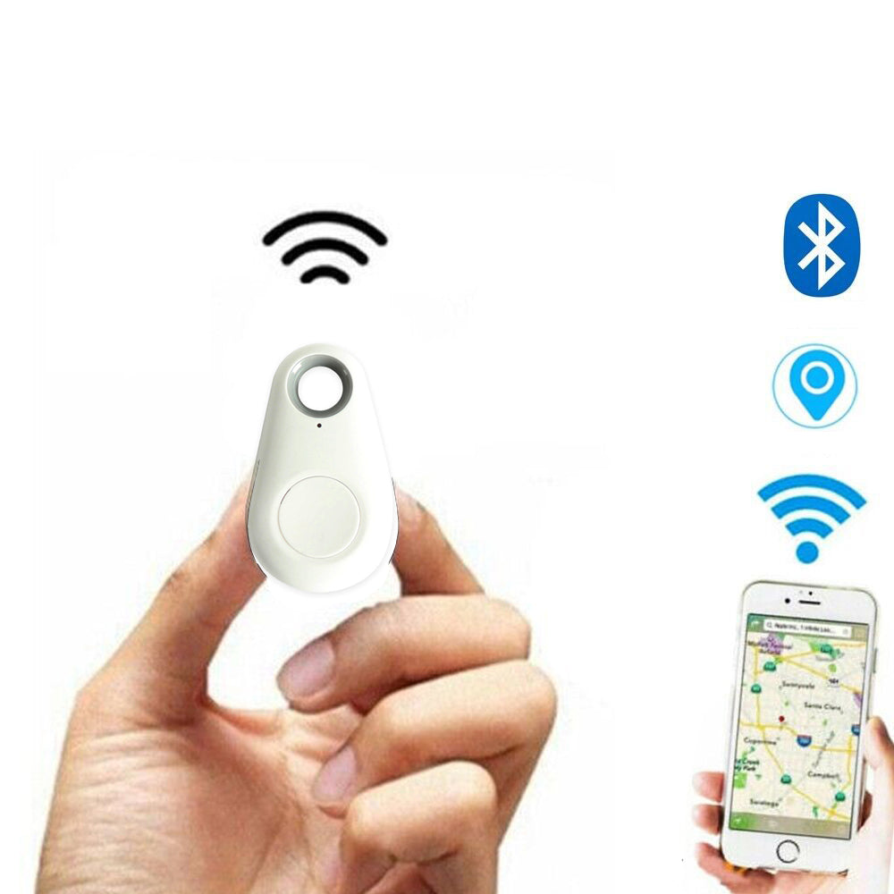 Wireless Smart GPS Tracker Bluetooth Alarm Locator for Kids Pets Wallet Keys Anti Lost White