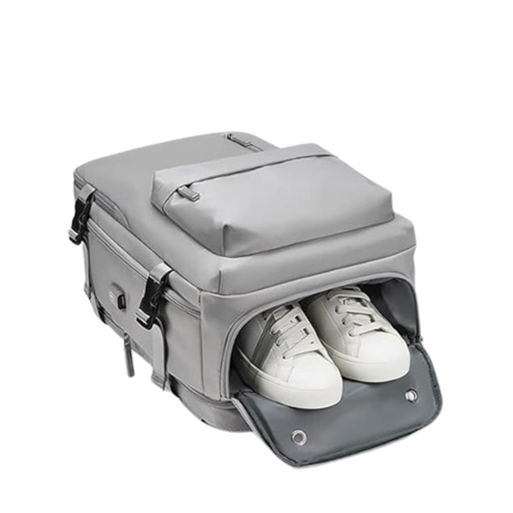 Expandable Travel Backpack Large Water-Resistant Carry on Backpack with Shoe Compartment Gray
