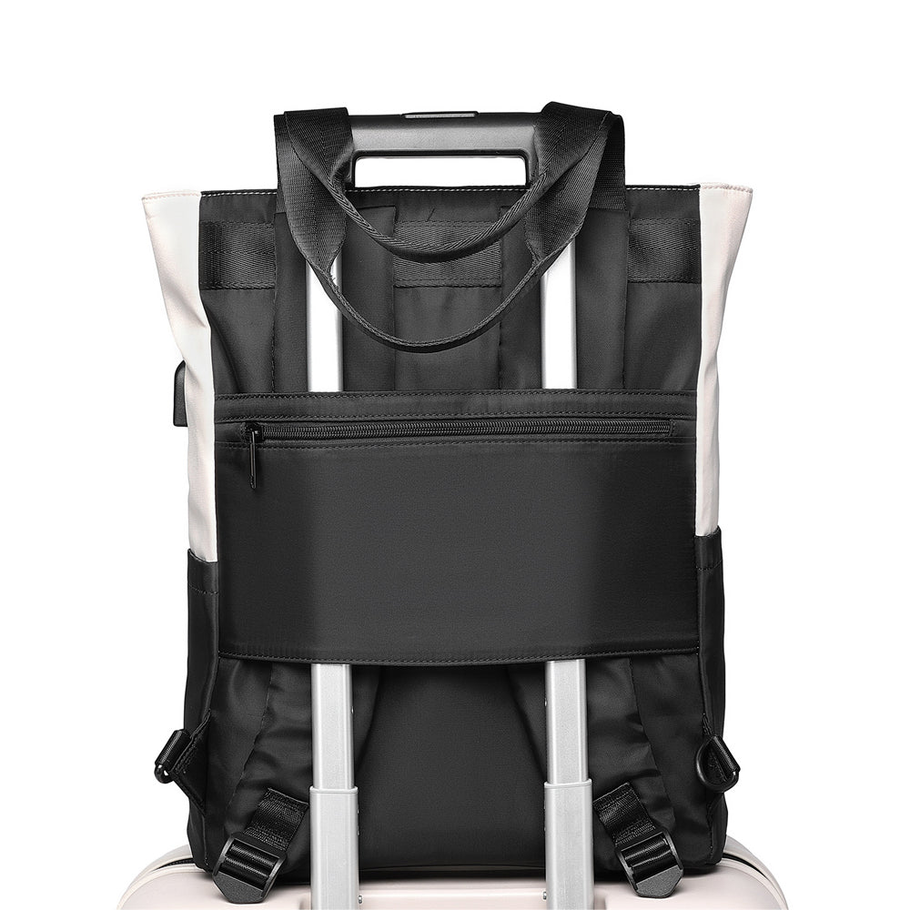 2-in-1 Laptop Tote Backpack Convertible Daypack with USB Charging Port for Work Travel Black