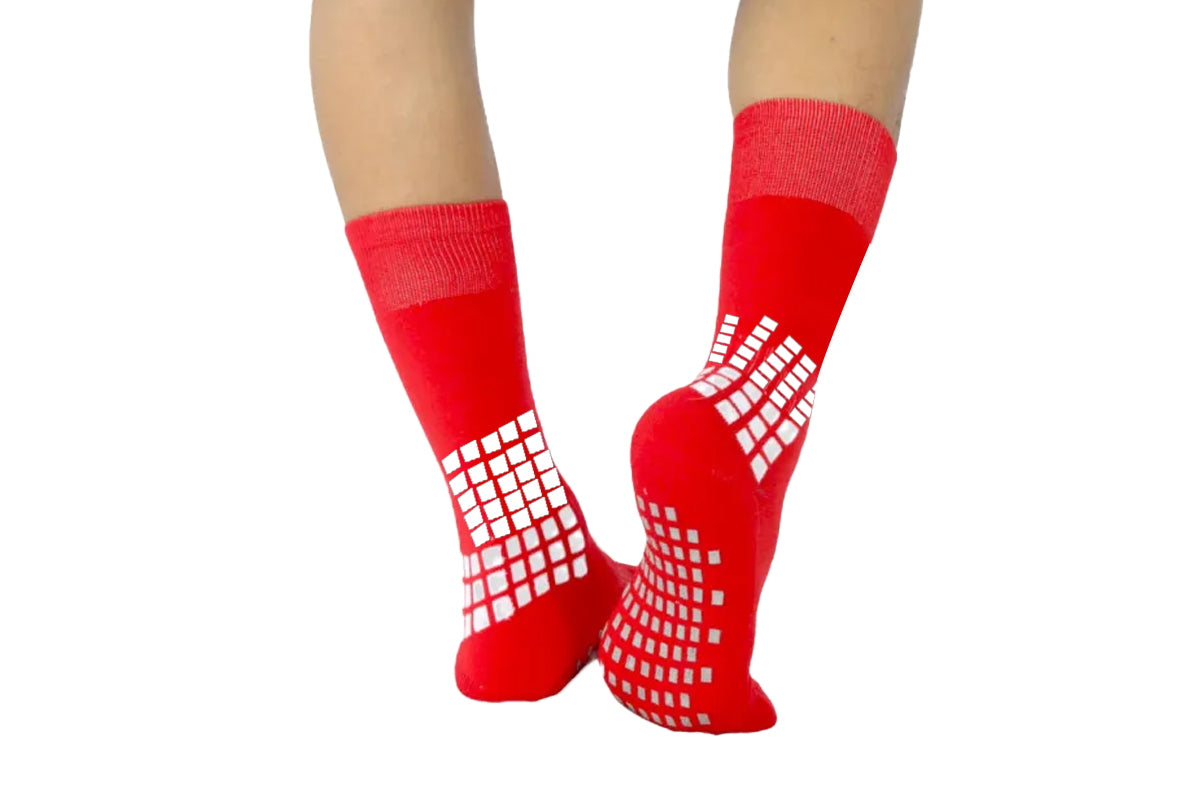 Anti Slip Non Slip Grip Yoga Socks Men Grip Skid Sport Socks-Red