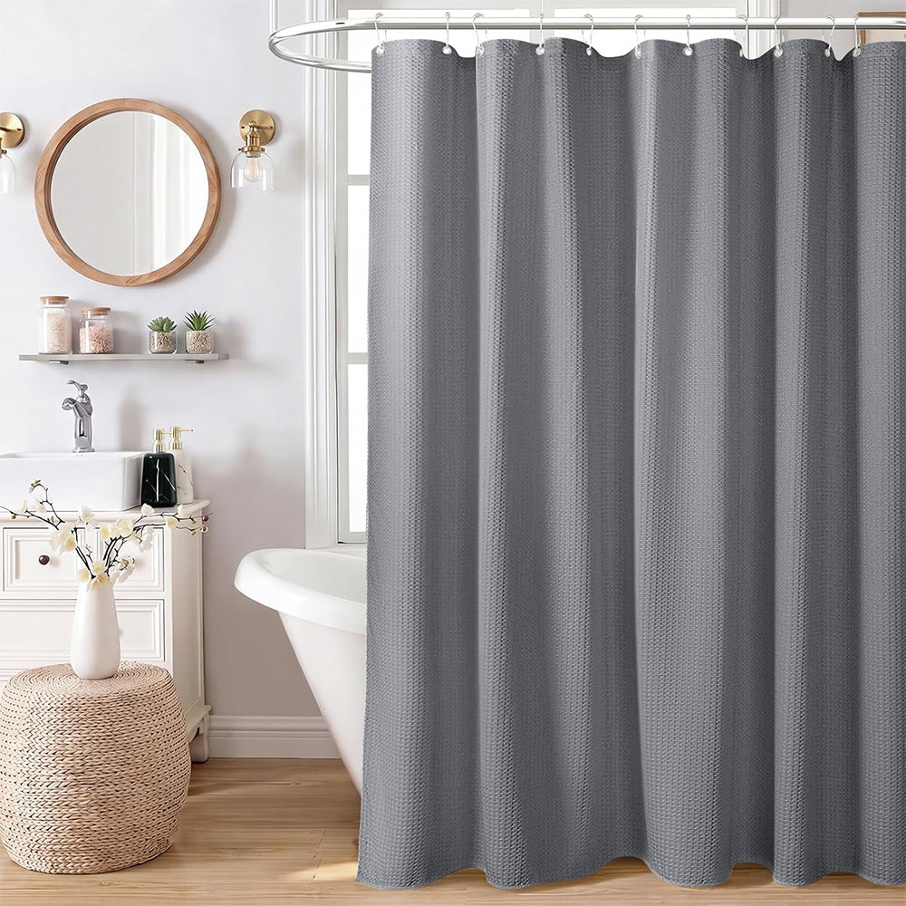 Waffle Weave Water Resistant Shower Curtain - Grey