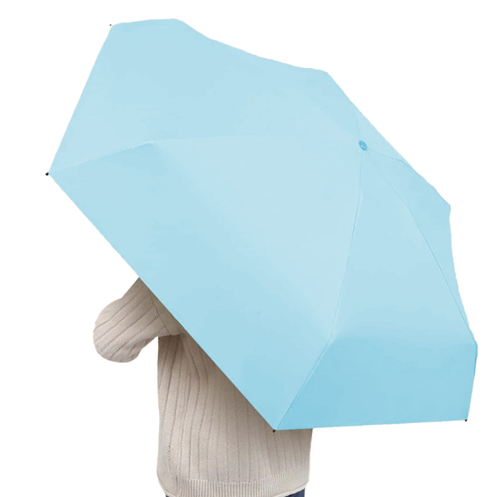 Mini Pocket Umbrella Anti-UV Sun Rain Windproof 6 Folding Umbrella - Blue