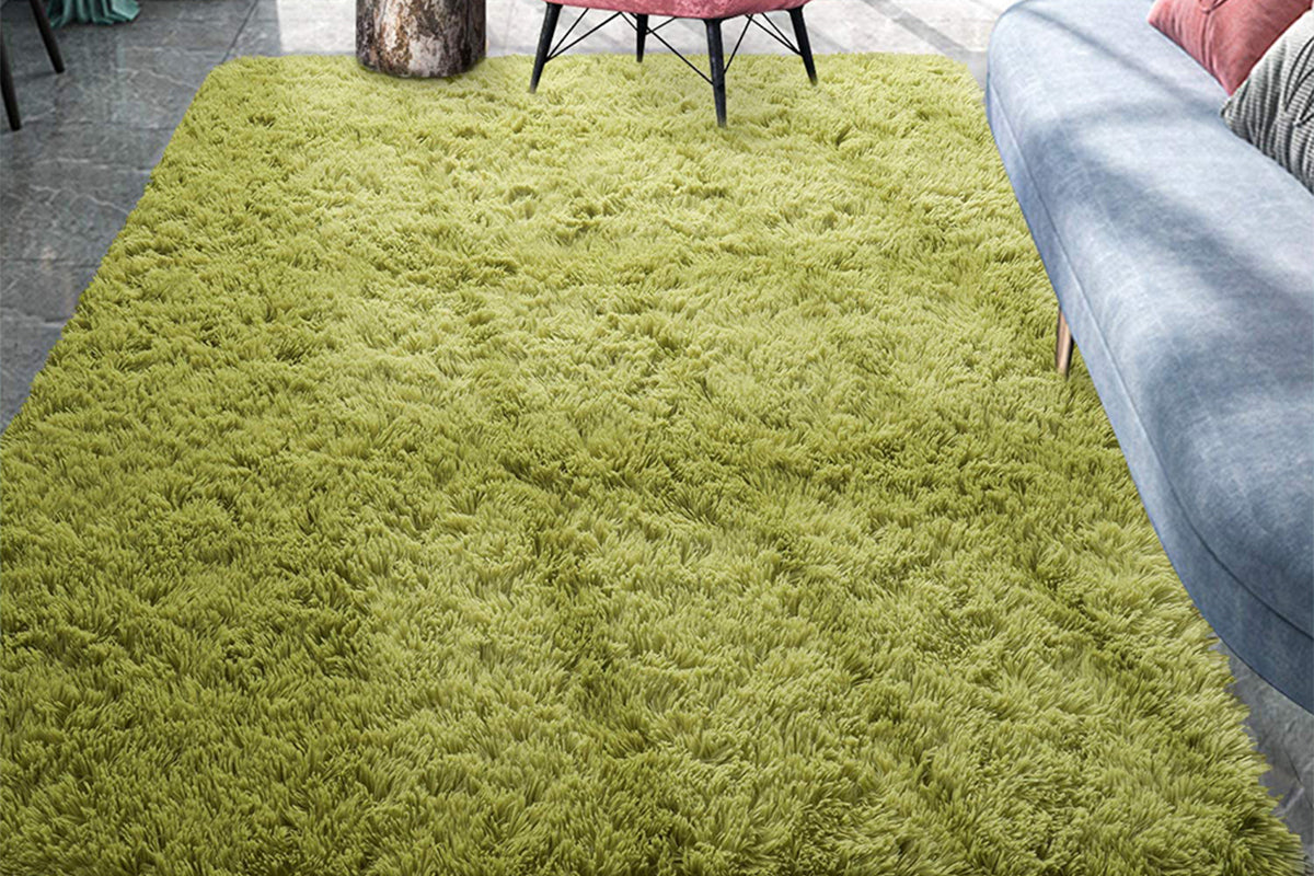 Soft Modern Indoor Shaggy Rug for Bedroom Livingroom Dorm Decor-Green