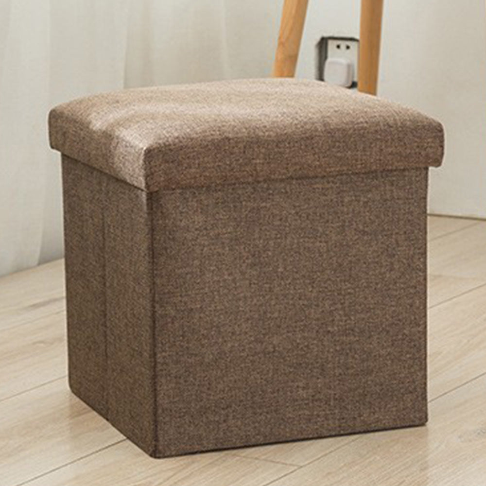 Foldable Storage Ottoman Shoe Bench with Thick Foam Lid - Coffee