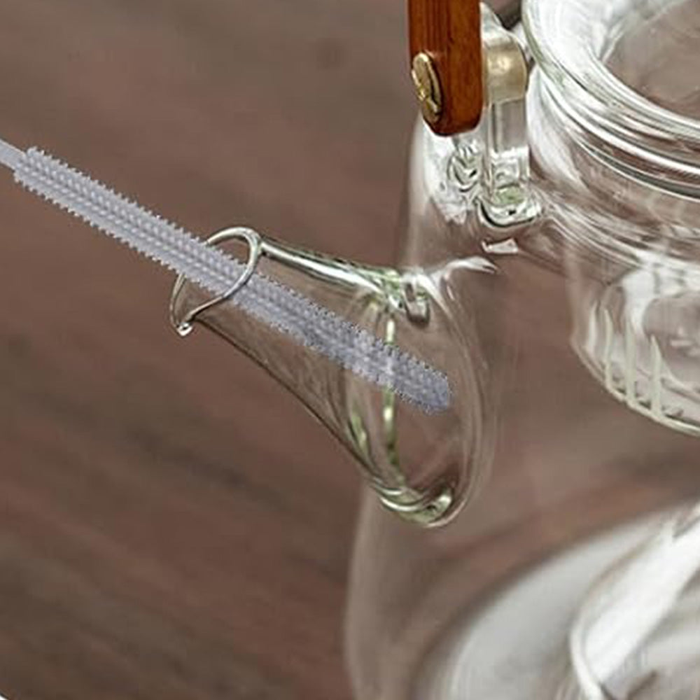 2Pcs Silicone Straw Cleaner Brushes Reusable Straw Cleaner with Bendable Steel Core Gray