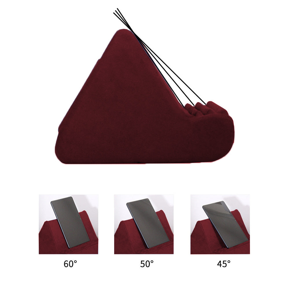 Multi-Angle Tablet Holder Compatible with iPads Lazy Holder Stand for Bed and Desk with 2 Pockets Wine Red