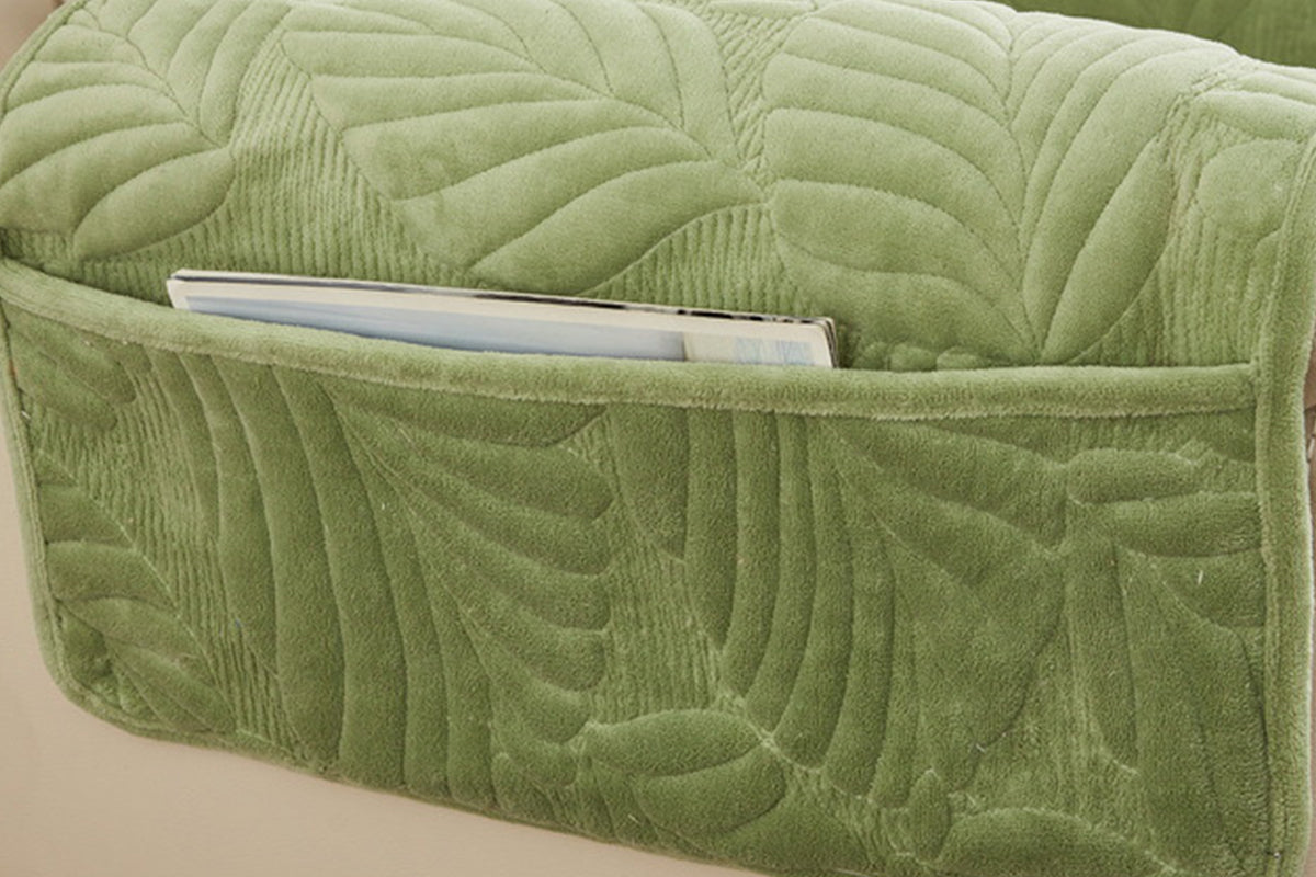 Reclining Couch Slipcovers Soft with Pockets Protector for Pets Kids-Off-Green