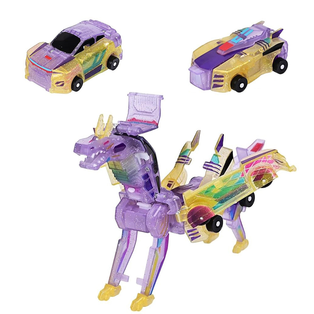 Collision Dinosaur Car Toy Magnetized Vehicles Transform into Dinosaurs for Kids Purple
