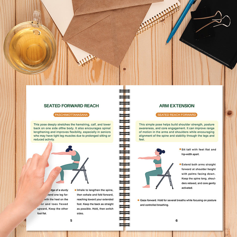 Chair Yoga Book for Seniors: Strength Balance & Wellness Exercises -Blue