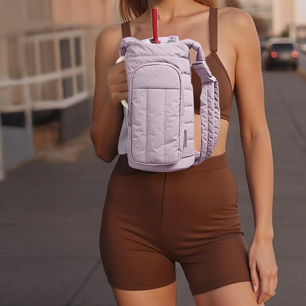 Water Bottle Holder Bag with Strap Crossbody Bag Gym -Purple