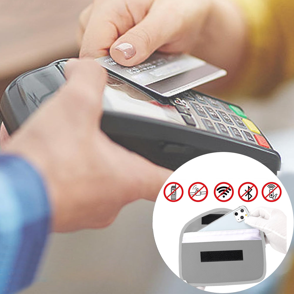 RFID Blocking Phone Pouch Wallet Case for Cell Phone Car Keys Bank Cards Grey