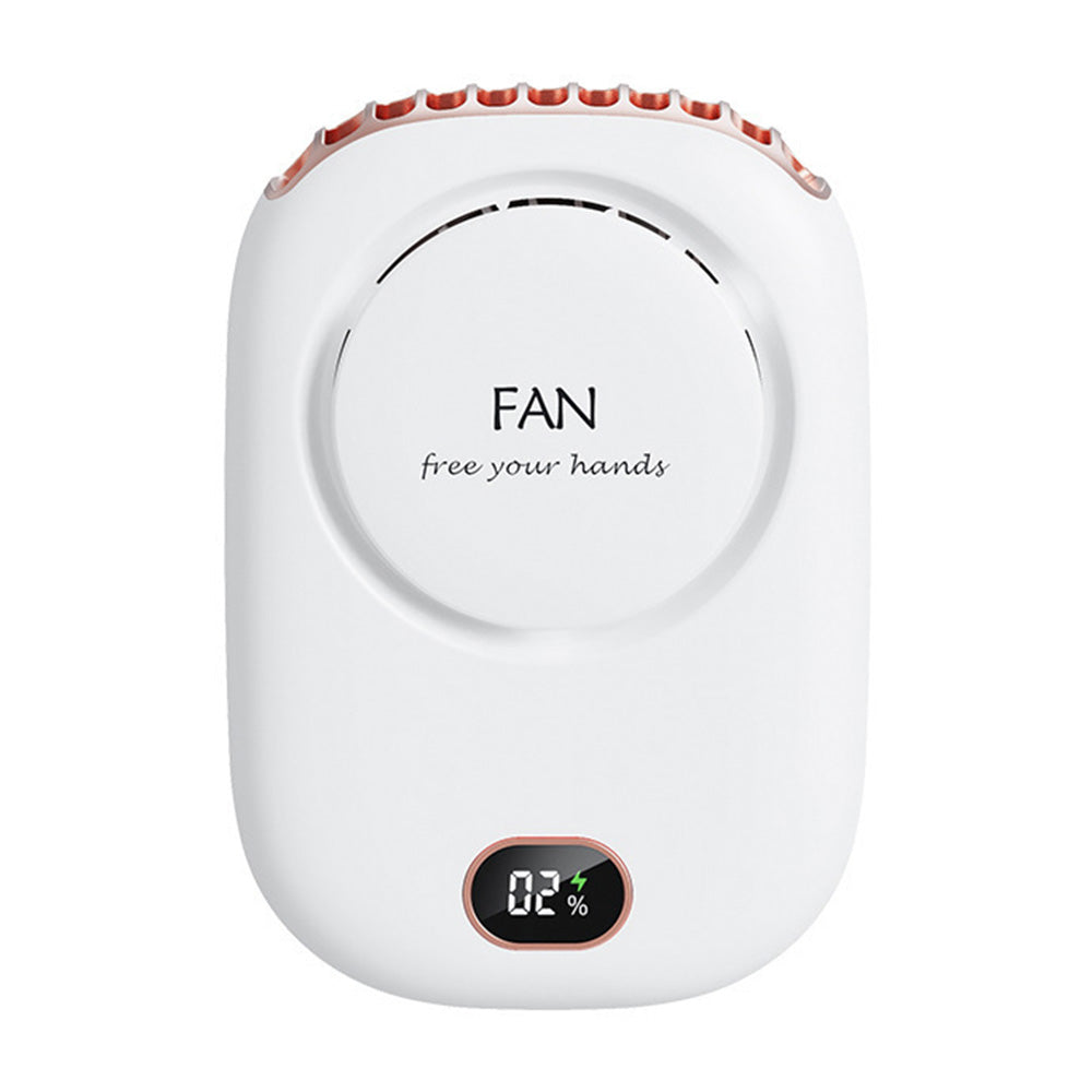 Portable Summer Cooling Fan with Lanyard USB Rechargeable Desk Fan Mini Cooling Travel Hanging Fan White