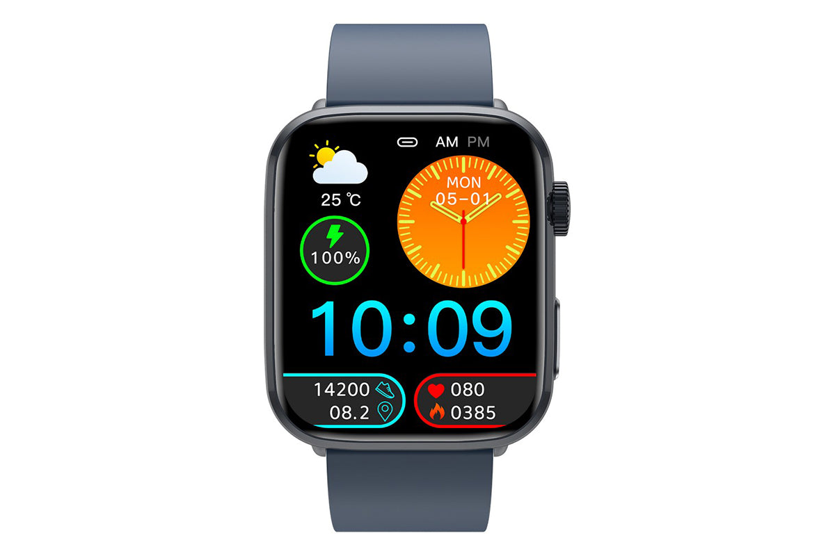 Smart Watch 1.85-Inch Fitness Watch with Heart Rate Noninvasive Blood Sugar Monitor HRV Detection Body Temperature SOS Call Activity Tracker-Blue
