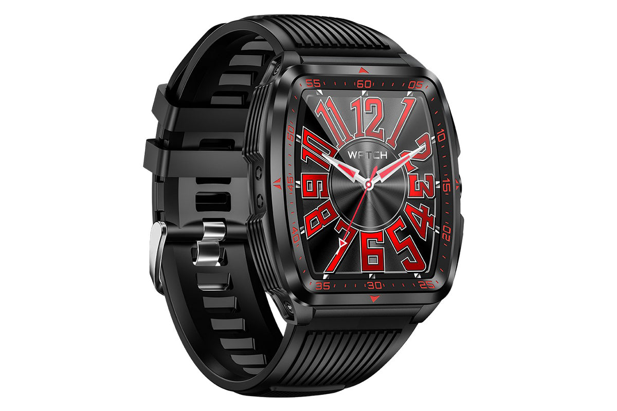 Military Smart Watch for Men Heart Rate Sleep Monitor IPX8 Waterproof for Android iOS -Black and Red