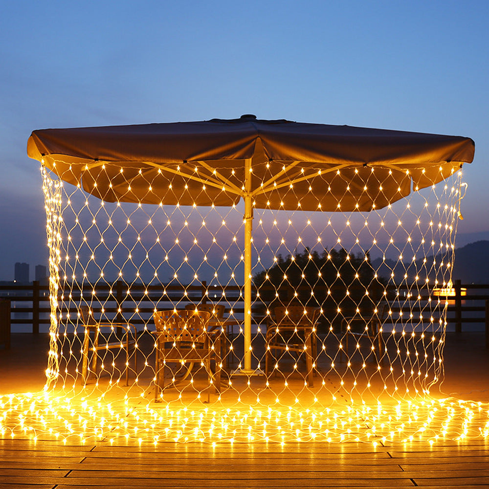 Net Lights Solar Power LED String Lights Christmas Mesh Light for Outdoor Bedroom Decoration-Yellow