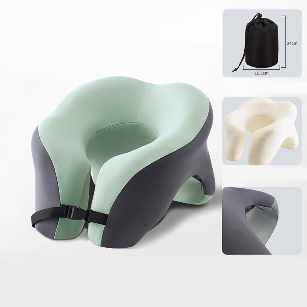 Travel Neck Pillow U-Shaped Neck Support Memory Foam Pillows Green