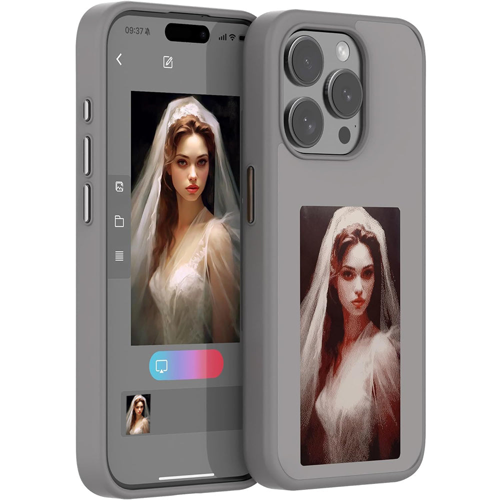 NFC E-Ink Phone Case Smart DIY Photo Rear Projection Screen Phone Case Grey