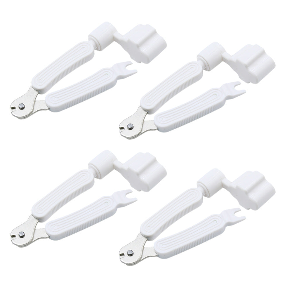 4Pcs Guitar String Replace Tool 3-In-1 Guitar Bridge Pin Remover Puller Guitar String Cutter and Winder Tool White
